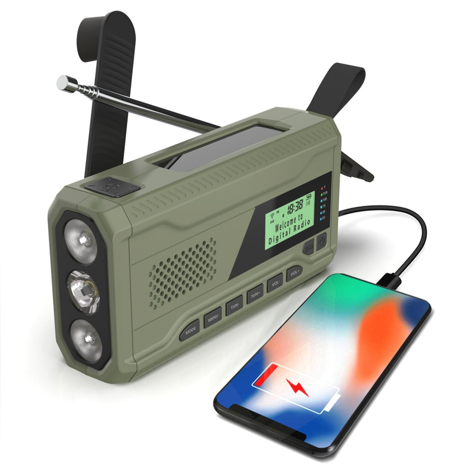 Emergency Solar Hand Crank Bluetooth Radio