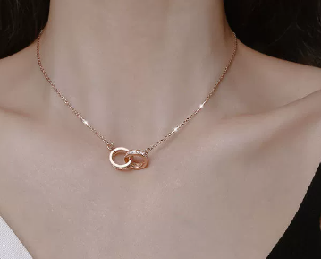 Chomel Silver Double Ring Necklace