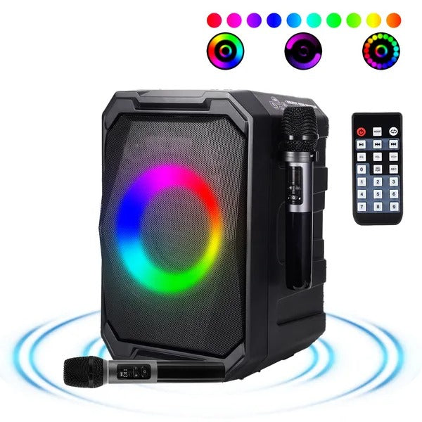 Portable Wireless Party Speaker with LED Light and Mics