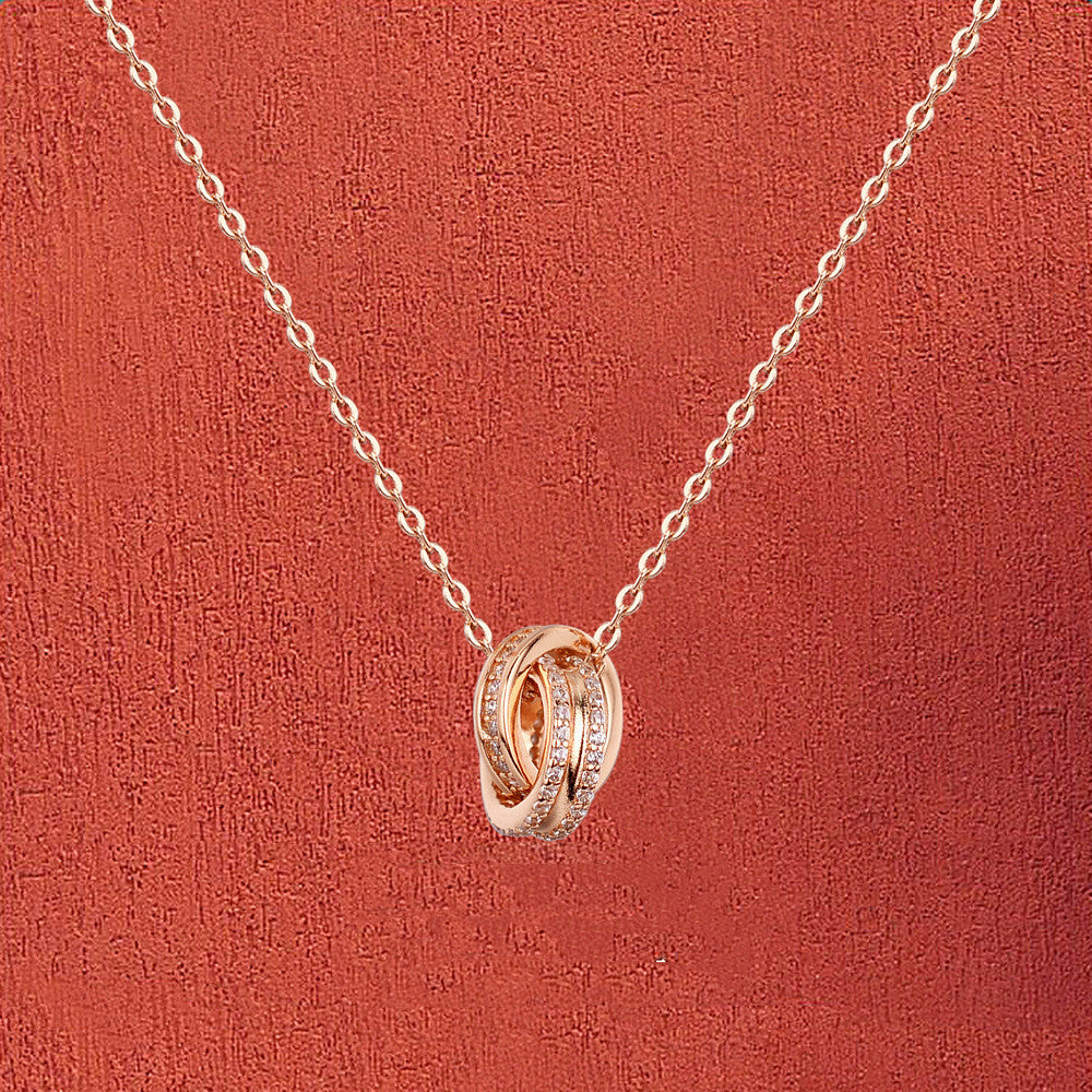 Chomel Silver Double Ring Necklace